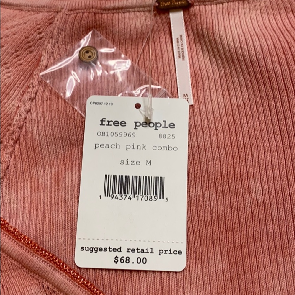 Free People Peach/Pink  Combo Shirt w/ Buttons - Picture 5 of 6